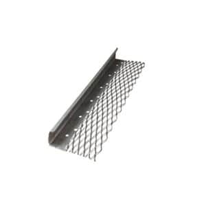 Metal lath (expanded metal mesh) with edge channel, used as plaster reinforcement or substrate
