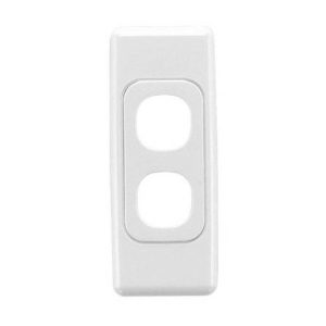 Clipsal 2000 Series 2032WE 2 Gang Flush Surround and Grid Plate, 86mm L x 34mm W x 11mm H, White Electric
