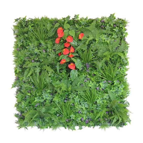 100x100cm Artificial Hedge Tile Anthurium