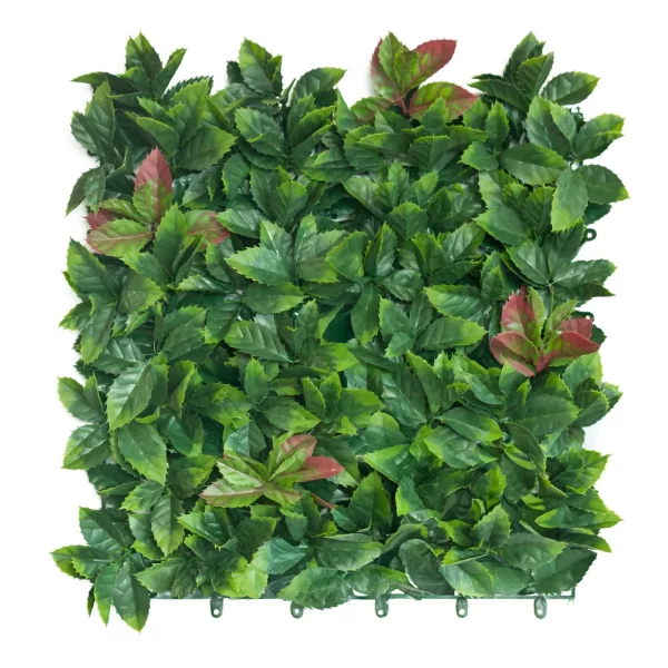 50x50cm Artificial Hedge Tile Red Photinia