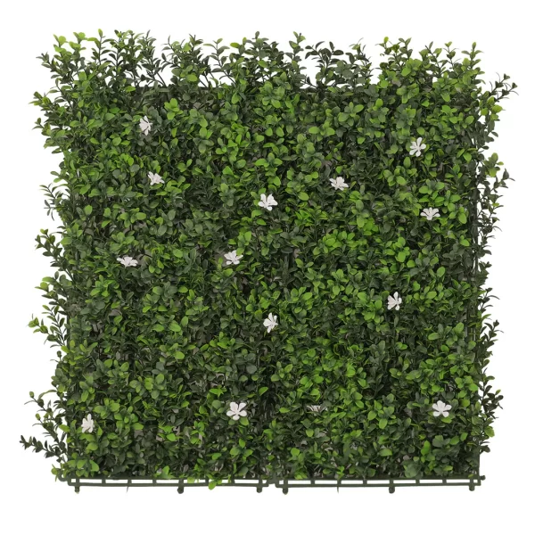 50x50cm Artificial Hedge Tile White Ditsy Flower