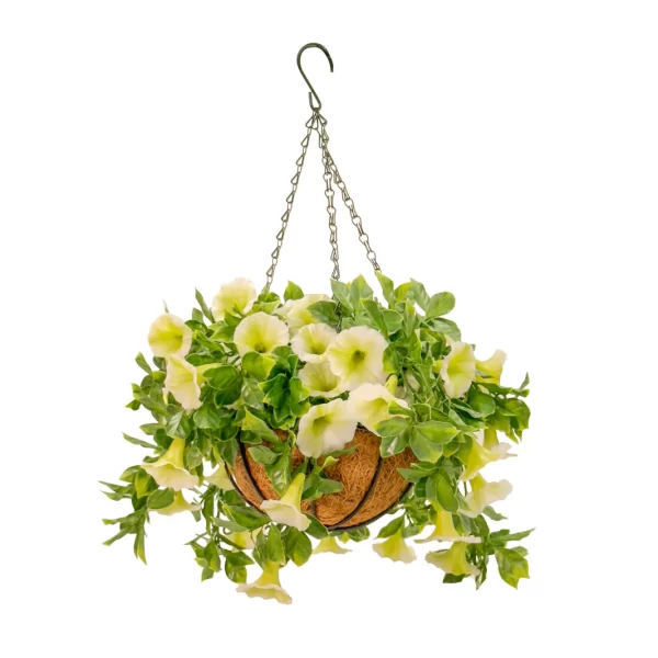 HGD 33cm Outdoor White Petunia Hanging basket