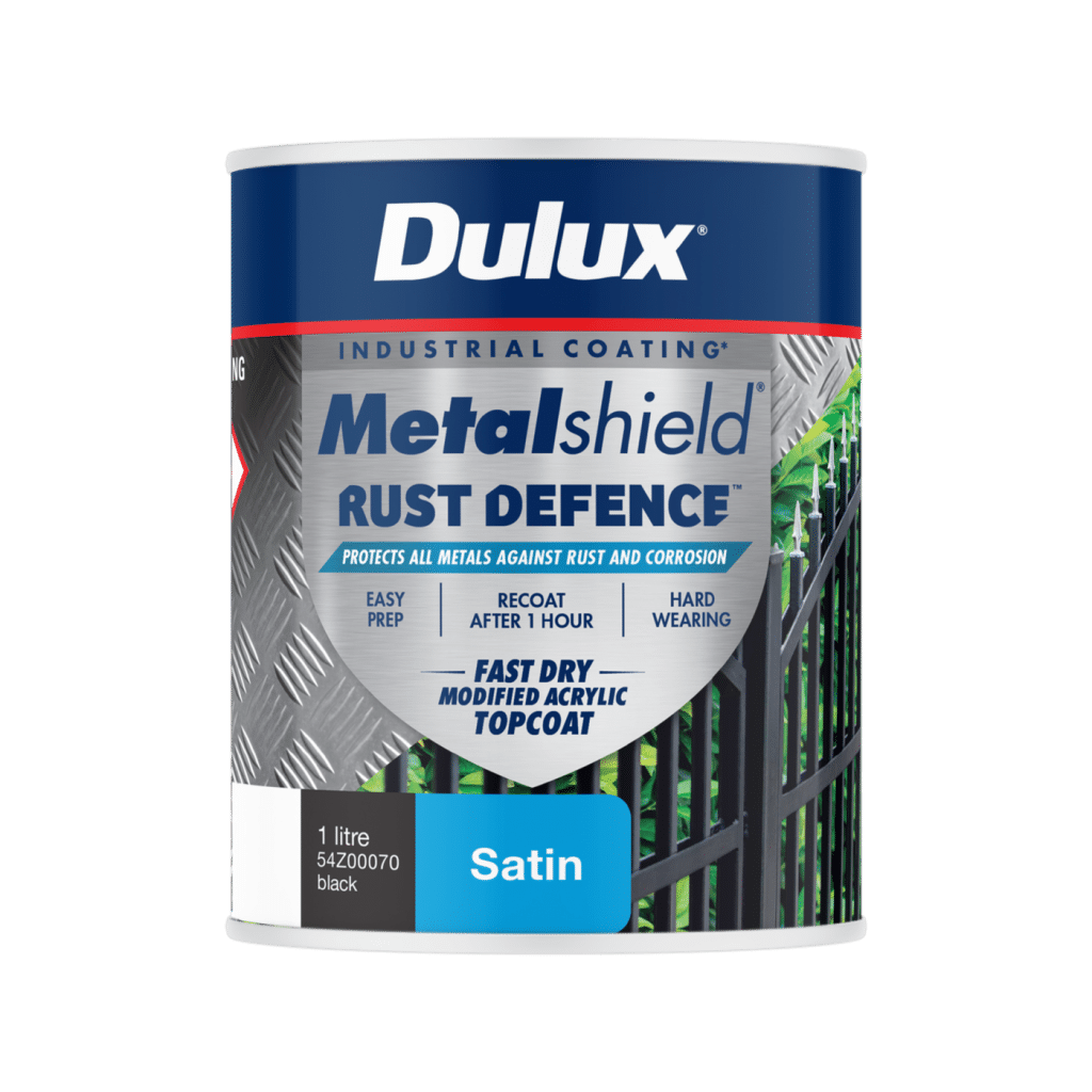 Dulux 1L Black Satin Metalshield Rust Defence - Perth Building Materials