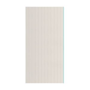 Beige ruled notebook page seen from the front, vertical lines with a thin blue edge on the right side