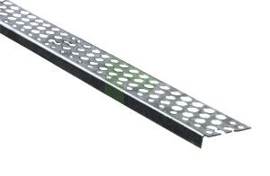 Perforated metal channel bar shown diagonally above a white Nashco logo, product branding clearly visible.
