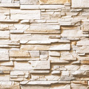 Beige stacked-stone wall with irregular rectangular blocks