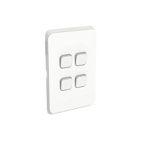 Clipsal 3044C-VW Iconic Series Skin Only, Cover Plate, Flush, Vertical/Horizontal, Suit 4 Gang Switch Grid, Vivid White