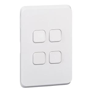 Clipsal 3044C-XW Iconic Series Skin Only, Cover Plate, Flush, Vertical/Horizontal, Suit 4 Gang Switch Grid, Extreme White, Extra White