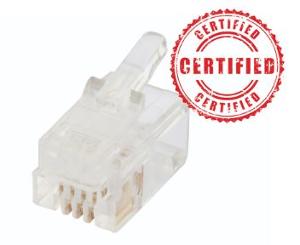 Cabac 0644RSL-C  Data Plug, RJ11 4P4C Round Solid UTP, Modular RJ plug for voice applications, 100 Pack
