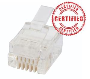 Cabac 0666FST-X Data Plug, RJ12 6P6C Flat Stranded UTP, Modular RJ plug for voice applications, 10 Pack