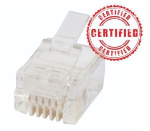 Cabac 0666RST-C Data Plug, RJ12 6P6C Round Stranded UTP, Modular RJ plug for voice applications, 100 Pack