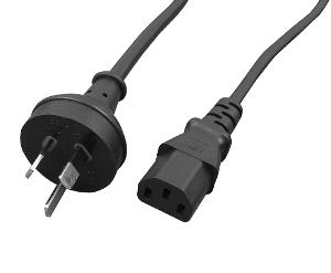 Cabac 3PIECBK 3 Pin Aust to IEC C13 Lead, Ideal For Computer Screens, 0.75mm, 24/0.20, 7.5A, 2 mtr, Black
