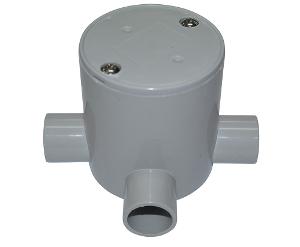 Cabac Tripac DJB3-20 Deep Conduit Junction Box, Round, 20mm 3Way, PVC, Grey