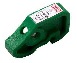 Cabac ULO-1-MCBG Circuit Breaker Lockout Mini Green, Made for use on Siemens Single Pole Miniature Circuit Breakers, Features a Danger label