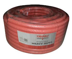 Cabac Tripac CCO3225 Corrugated Conduit, Flexible, Heavy Duty, Underground, PVC, 32mm, 25 mtr Roll, Orange