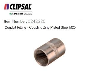 Clipsal 1242S25, Conduit Fitting - Coupling Zinc Plated Steel M25