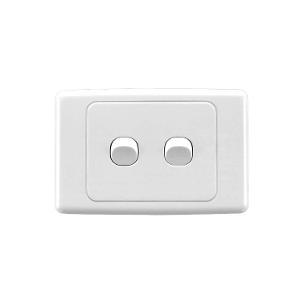 Clipsal 2032HA-WE 2000 Series, Flush Switch 2 Gang, 1 Pole, 250Vac, 10A, Standard, Horizontal, White