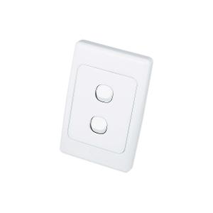 Clipsal 2032V66-WE  2000 Series Switch, Single Pole, Flush, Weatherproof, IP66, 2 Gang,  Vertical, 250V 10A, 1 or 2 Way, White Electric