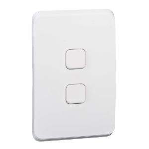 Clipsal 3042C-XW Iconic Series Skin Only, Cover Plate, Flush, Vertical/Horizontal, Suit 2 Gang Switch Grid, Extreme White, Extra White
