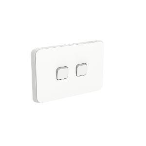 Clipsal 3042HA-VW  Iconic Series Switch, Single Pole, Flush, 2 Gang,  Horizontal, 250V 10AX, 1 or 2 Way, Vivid White
