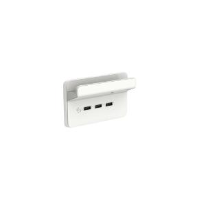 Clipsal 3043HSUSB-VW Iconic Series USB Charging Station, with Shelf, 3 USB Chargers, Type A, 5V 2.1A, Flush, Horizontal, Vivid White
