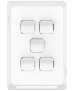 Clipsal 3045C-XW Iconic Series Skin Only, Cover Plate, Flush, Vertical/Horizontal, Suit 5 Gang Switch Grid, Extreme White, Extra White