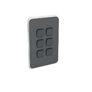Clipsal 3046C-AN Iconic Series Skin Only, Cover Plate, Flush, Vertical/Horizontal, Suit 6 Gang Switch Grid, Anthracite