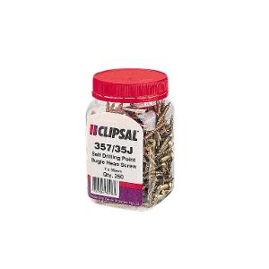 Clipsal 357/35J Tek Screws, Bugle Head, Plasterboard Screws, Self Drilling, Yellow Zinc Plated, 7g x 20mm, Jar of 250
