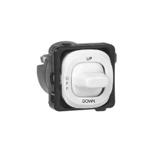 Clipsal 39MUOD-BK Standard 30 Series Switch Mech, Toggle, 3 Position engraved UP/Off/Down, Single Pole, 250V 10A, Black