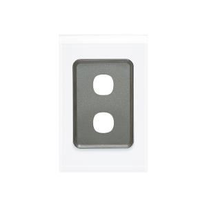 Clipsal 4032VH-PW Saturn Series Grid Plate & Surround, Switch Plate, 2 Gang, Less Mechs, Flush, Vertical/Horizontal, Pure White