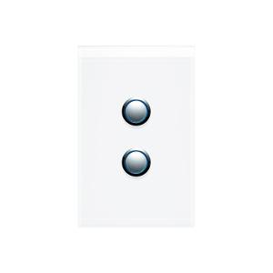 Clipsal 4062PBL-PW  Saturn Series Switch, Single Pole, Flush, 2 Gang with LED, Vertical, 250V 20A, 1 or 2 Way, Pure White