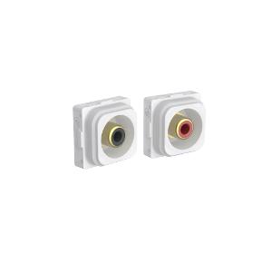 Clipsal 40SPK/2-TN Iconic Series Audio Connector Mechs, Speaker, RCA Pair, Red and Black, Suit Iconic Series Plates, Vivid White, Translucent