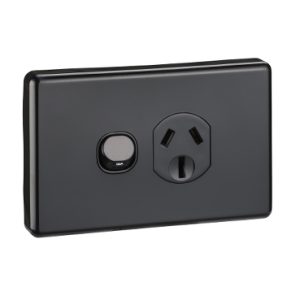 Clipsal C2015/15-BK Classic C2000 Series, Single Switch Socket Outlet Classic, 250V, 15A, Black
