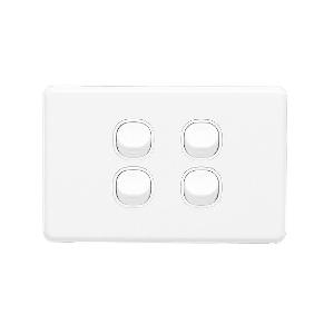 Clipsal C2034HA-WE Classic C2000 Series Switch, Single Pole, Flush, 4 Gang, Horizontal, 250V 10A, 1 or 2 Way, White Electric