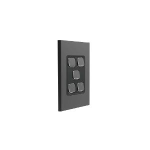 Clipsal S3045C-SH Iconic Style S3000 Series Skin Only, Cover Plate, Flush, Vertical/Horizontal, Suit 5 Gang Switch, Silver Shadow