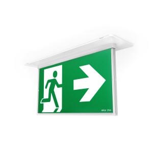 Ektor RAZOR Core Emergency Exit Light, Recessed, LED, 2.5W, Maintained, 24m Viewing Distance, Chain/Rod Mount, IP20, 365mm x 95mm x 265mm, White
