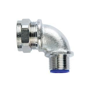 Flexicon LTP32-M32-C90 LTP Metal Conduit Fitting, 90 degree  Elbow, 32mm, Nickel Plated Brass, IP67 Rated, Flexible, Silver