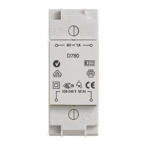 Friedland D780 Door Chime Transformer, 240v to 8v, 1A, Din Rail Mount, 91mm x 35mm x 53mm, Grey