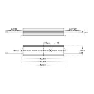 Havit Lighting HV9653-24V Weatherproof LED Driver, 60W, IP66, Aluminium, 240VAC Input, 24VDC Output, Flex & Plug Included, 179mm x 41mm x 31mm, Black