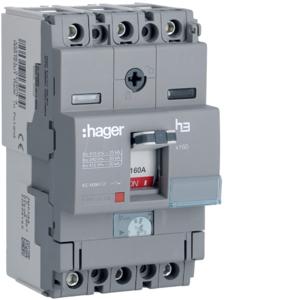 Hager HHA160U Moulded Case Circuit Breaker, MCCB, 3 Pole, 160A, 415V, 25KA, Chassis Mount
