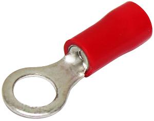 HellermannTyton 1R6 Insulated Ring Terminal, Single Grip, Red, 1.5mm Cable, 6mm Stud, Pack of 100