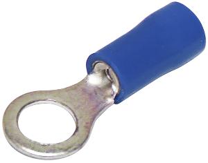 HellermannTyton 2R10 Insulated Ring Terminal, Single Grip, Blue, 2.5mm Cable, 10mm Stud, Pack of 50