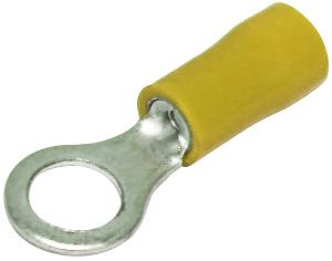 HellermannTyton 3R10 Insulated Ring Terminal, Single Grip, Yellow, 6mm Cable, 10mm Stud, Pack of 50
