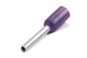 HellermannTyton 100PK Bootlace Ferrule, Insulated, 0.25mm2 Conductor, 10mm Length, Copper, Violet, 600V, RoHS Compliant, Temperature Range -30 to 105°C