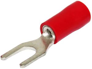 HellermannTyton SD1-6 Insulated Fork Lug, Spade Terminal, Double Grip, Red, 1.5mm Cable, 6mm Stud, Pack of 100