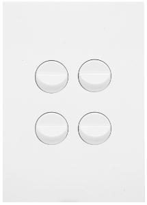 Hager WBQSV4-MW Finesse Series Switch, Rocker Type, Single Pole, Flush, 4 Gang, Vertical, 250V 16AX, 1 or 2 Way, Matt White