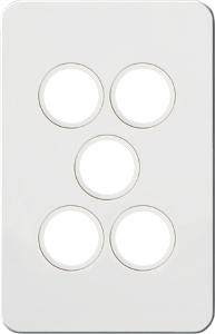 Hager WBSSP5-MW Silhouette Series Grid Plate & Cover, Switch Plate, Less Mechs, Flush, Vertical/Horizontal, 5 Gang, Matt White