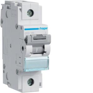Hager HMD180T Miniature Circuit Breaker, MCB, 1 Pole, 80A, 240V, D Curve, 15KA, Din Rail Mount, 1.5 Module