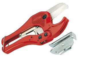 Cabac KCC32 PVC Conduit Cutter, Cuts Up to 32mm O/D, Supplied with Flat Bed Attachment For Cutting Duct, Replacement Blade Available KCC32Blade, Red