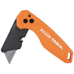 Klein Tools 44302 Folding Utility Knife, Ergonomic Design, Steel Blade, 2.5cm, 135/180-Degree Locking, Pocket Clip, 17.5cm Length, Orange